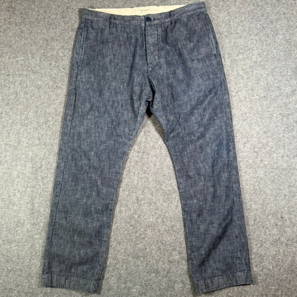 Todd Snyder Mens Blue Selvedge Chambray Denim Straight Leg Pants 36x32 Lux